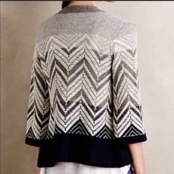 Anthropologie by Moth Chevron Stitch Kimono Sleeve Open Front Cardigan size S - Picture 4 of 12